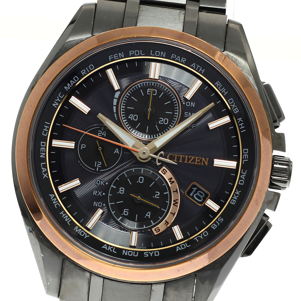 樂天商城 - シチズン CITIZEN AT8046-51E/H804-T024131 アテッサ 100周年記念モデル デイト ソーラー電波 メンズ 箱付き_932201【中古】
