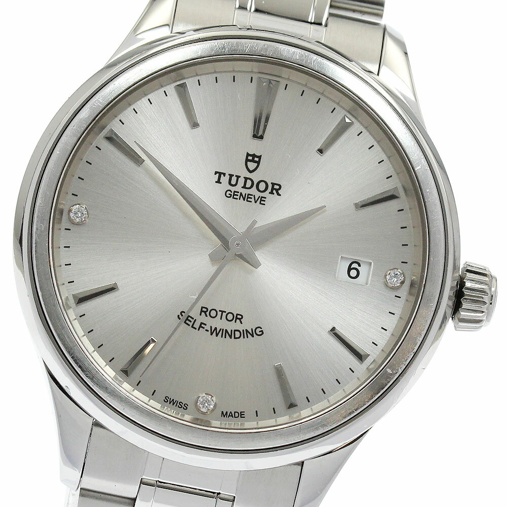 BVLGARI - チュードル TUDOR 12500 スタイル デイト 3Pダイヤ 自動巻き メンズ 保証書付き_932032【中古】
