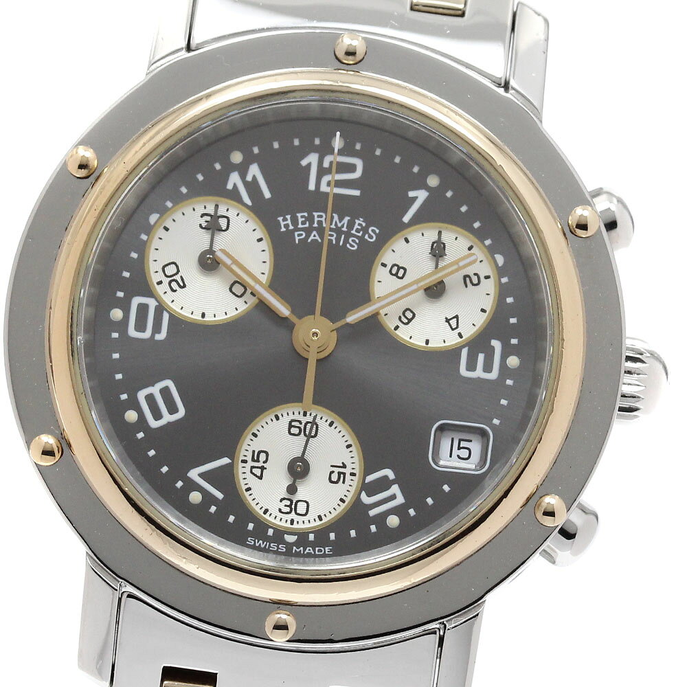 エルメス HERMES CL1.320 クリッパークロノ デイト クォーツ レディース _933565【中古】