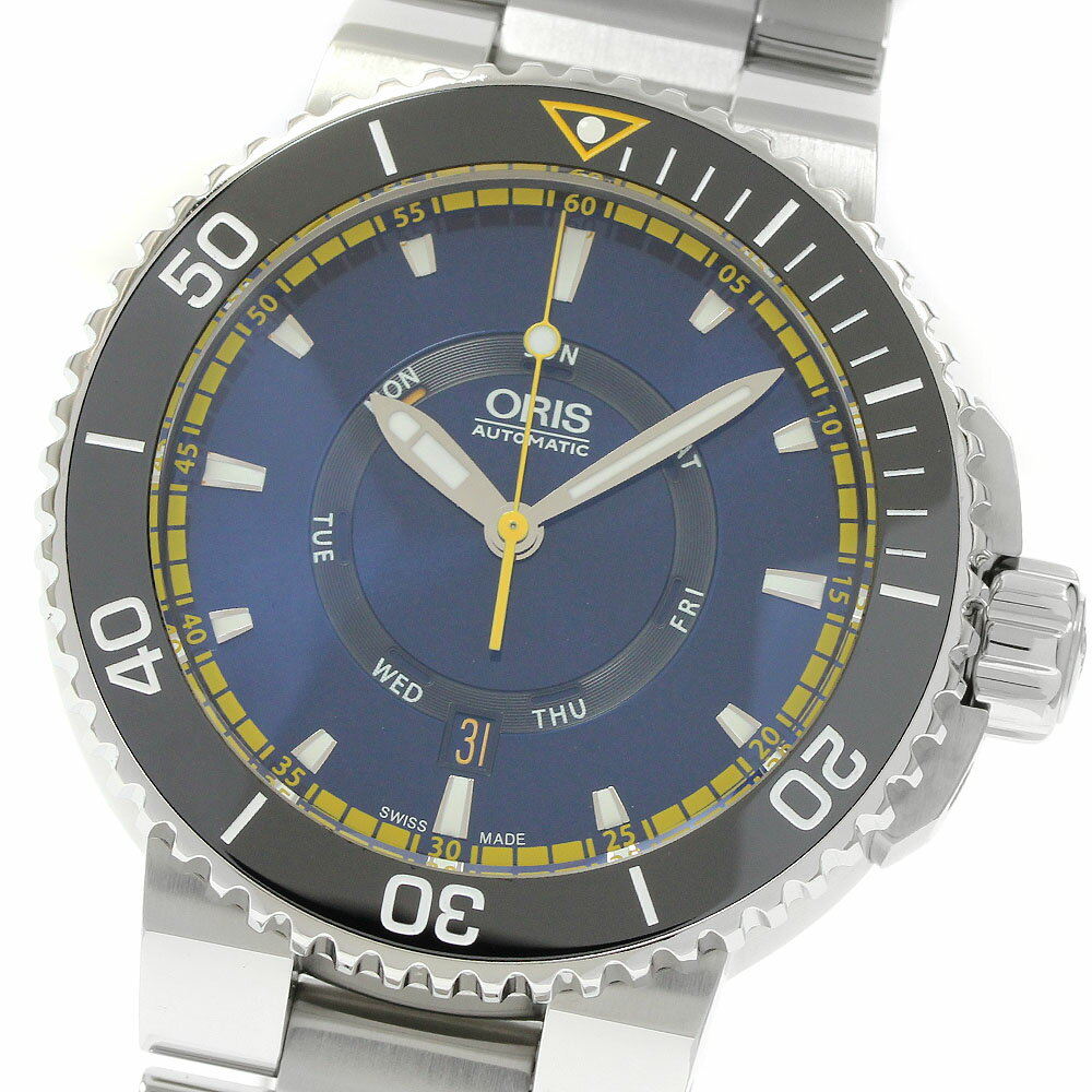 オリス ORIS 01 735 7673 4185 アクイス グレートバリアリーフ リミテッド2 デイト 自動巻き メンズ 保証書付き_934031【中古】
