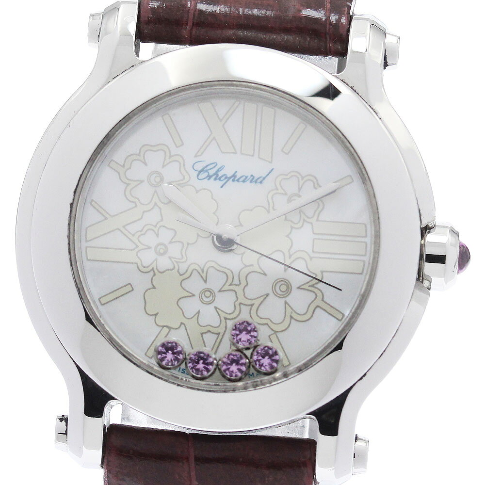 ショパール Chopard 8509 ハッピースポーツ ピンクサファイア クォーツ レディース _936345【中古】