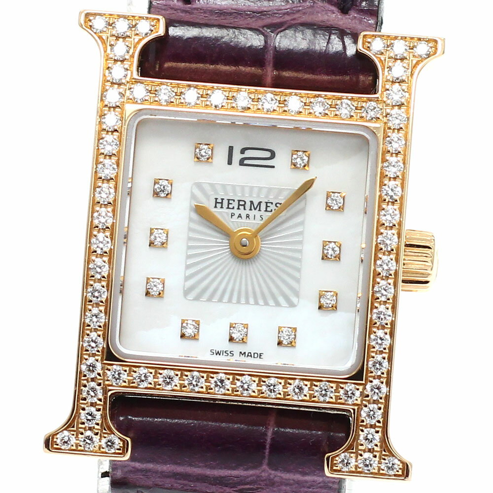 樂天商城 - エルメス HERMES HH1.171b Hウォッチ ミニ K18PG 11P ダイヤベゼル クォーツ レディース 良品 内箱付き_930879【中古】