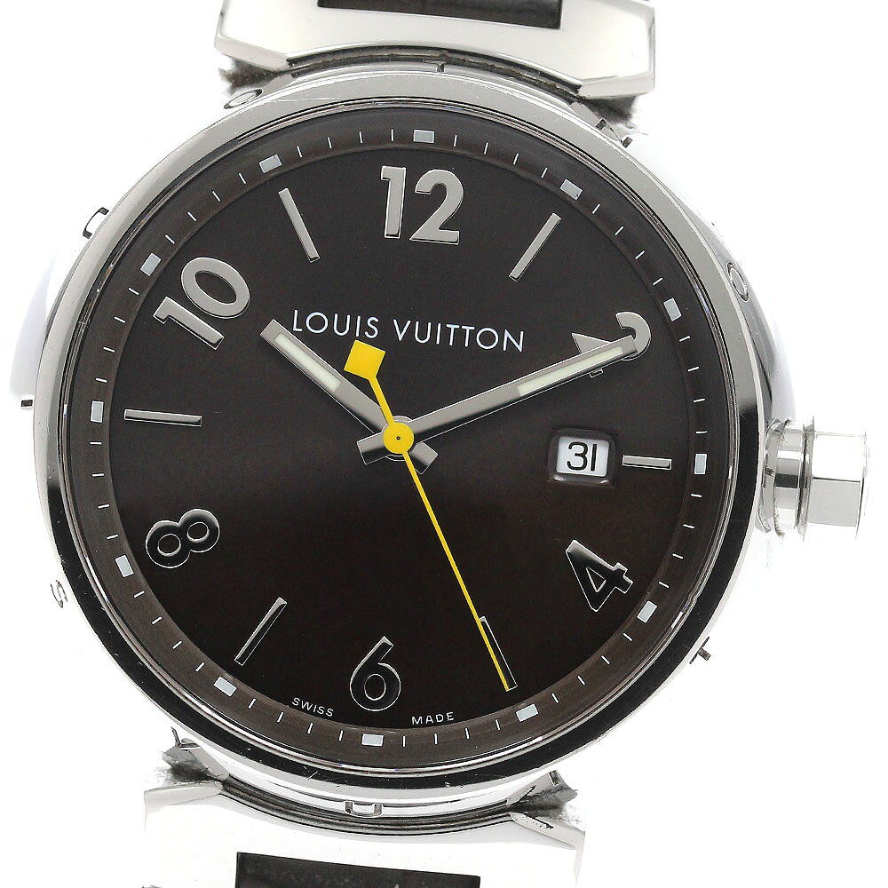 LOUIS VUITTON - ルイ・ヴィトン LOUIS VUITTON Q1111 タンブール デイト クォーツ メンズ 保証書付き_939775【中古】