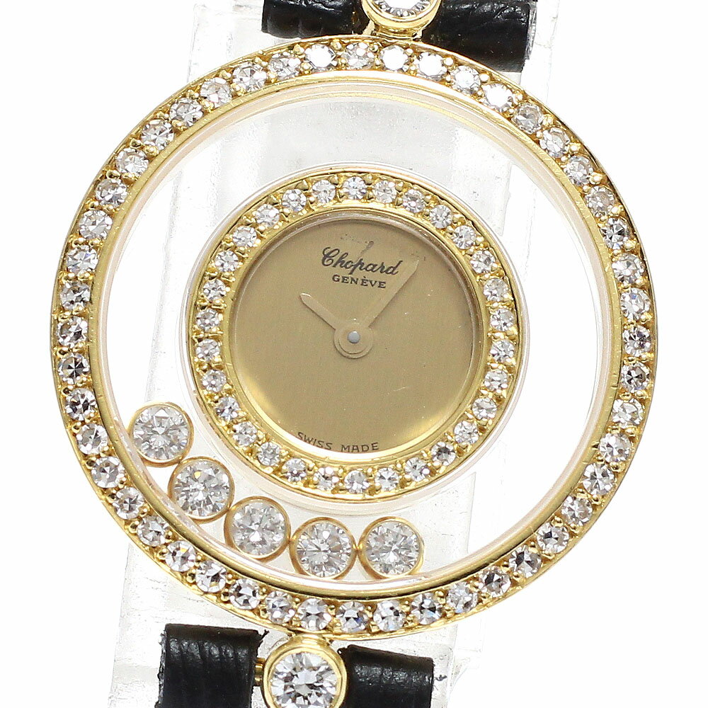 ショパール Chopard 4097 ハッピーダイヤモンド K18YG ダイヤベゼル 5Pダイヤ クォーツ レディース _688728【中古】
