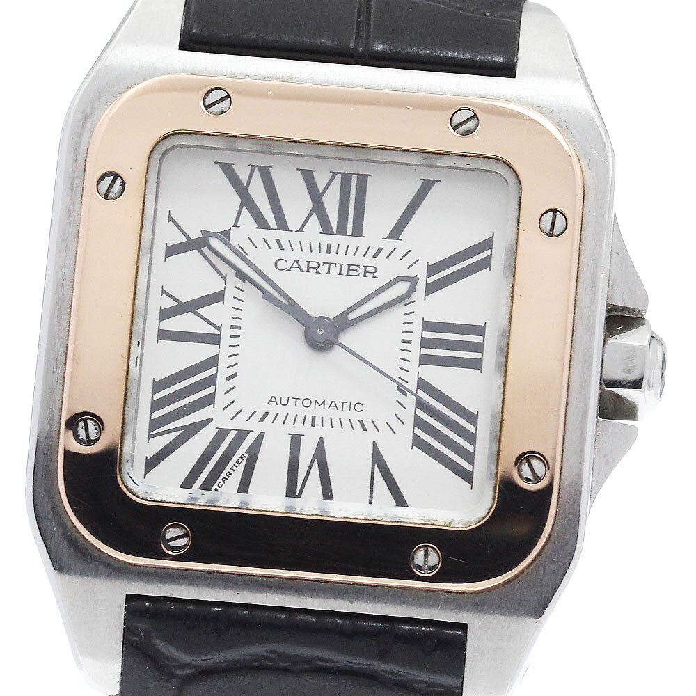カルティエ CARTIER W20107X7 サントス100MM PGベゼル 自動巻き ボーイズ _ ...