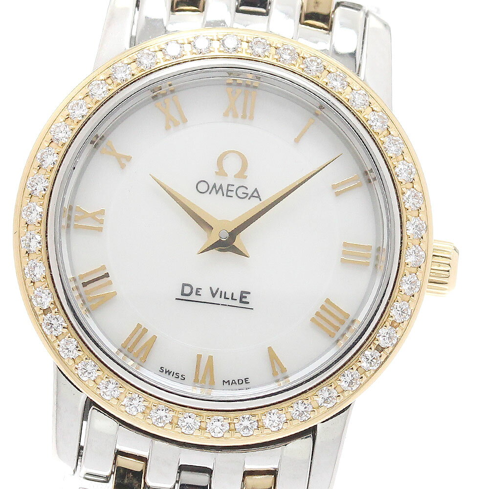 DeVille - オメガ OMEGA 4375.71 デビル プレステージ ダイヤベゼル クォーツ レディース 美品 保証書付き_944467【中古】