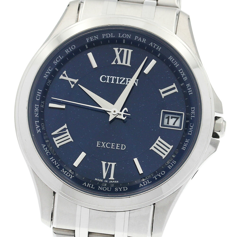 シチズン CITIZEN H149-A1BP602 エクシード デイト ソーラー電波 メンズ 箱付き_944128【中古】