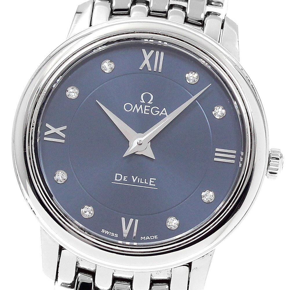 DeVille - オメガ OMEGA 424.10.27.60.53.001 デビル プレステージ 8Pダイヤ クォーツ レディース _944947【中古】