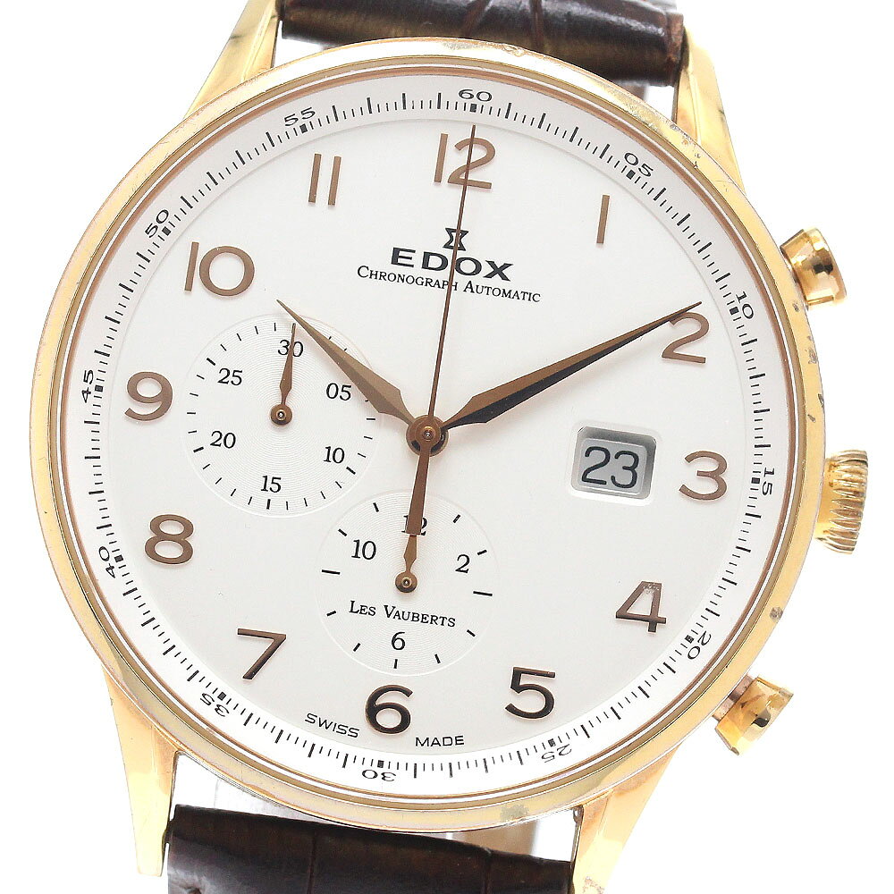 エドックス EDOX 91001-37R-ABR レ・ヴォベール クロノグラフ 自動巻き メンズ 箱・保証書付き_944965【中古】