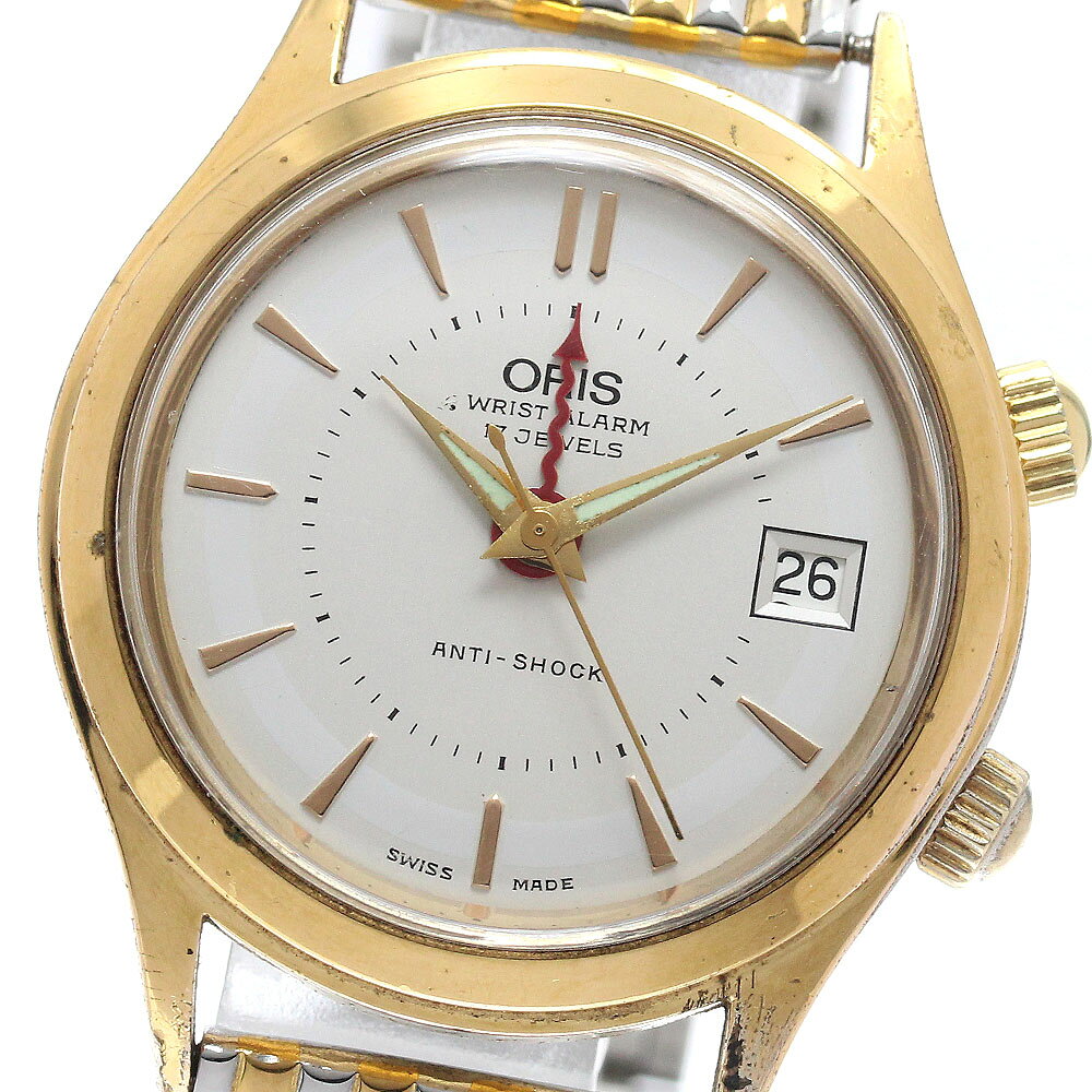 オリス ORIS 420-7387 デイト アラーム 手巻き メンズ _942894【中古】
