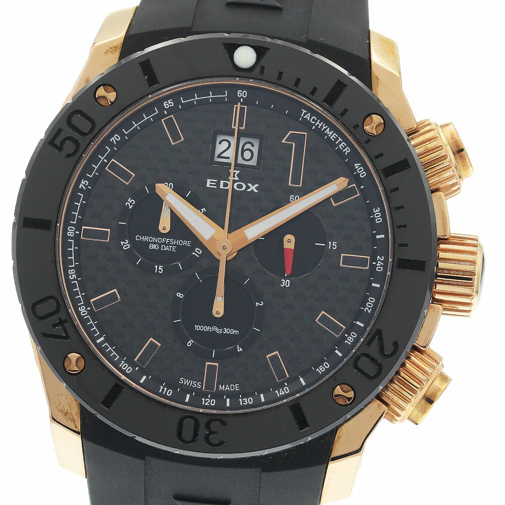 エドックス EDOX 10020-37R-NIR クロノオフショア1 クロノグラフ ビッグデイト クォーツ メンズ _945873【中古】