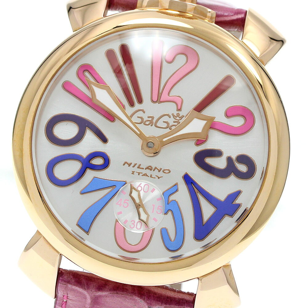 ガガミラノ GaGa MILANO 5011.09S マヌアーレ48 手巻き メンズ 美品 箱・保証書付き_944760【中古】