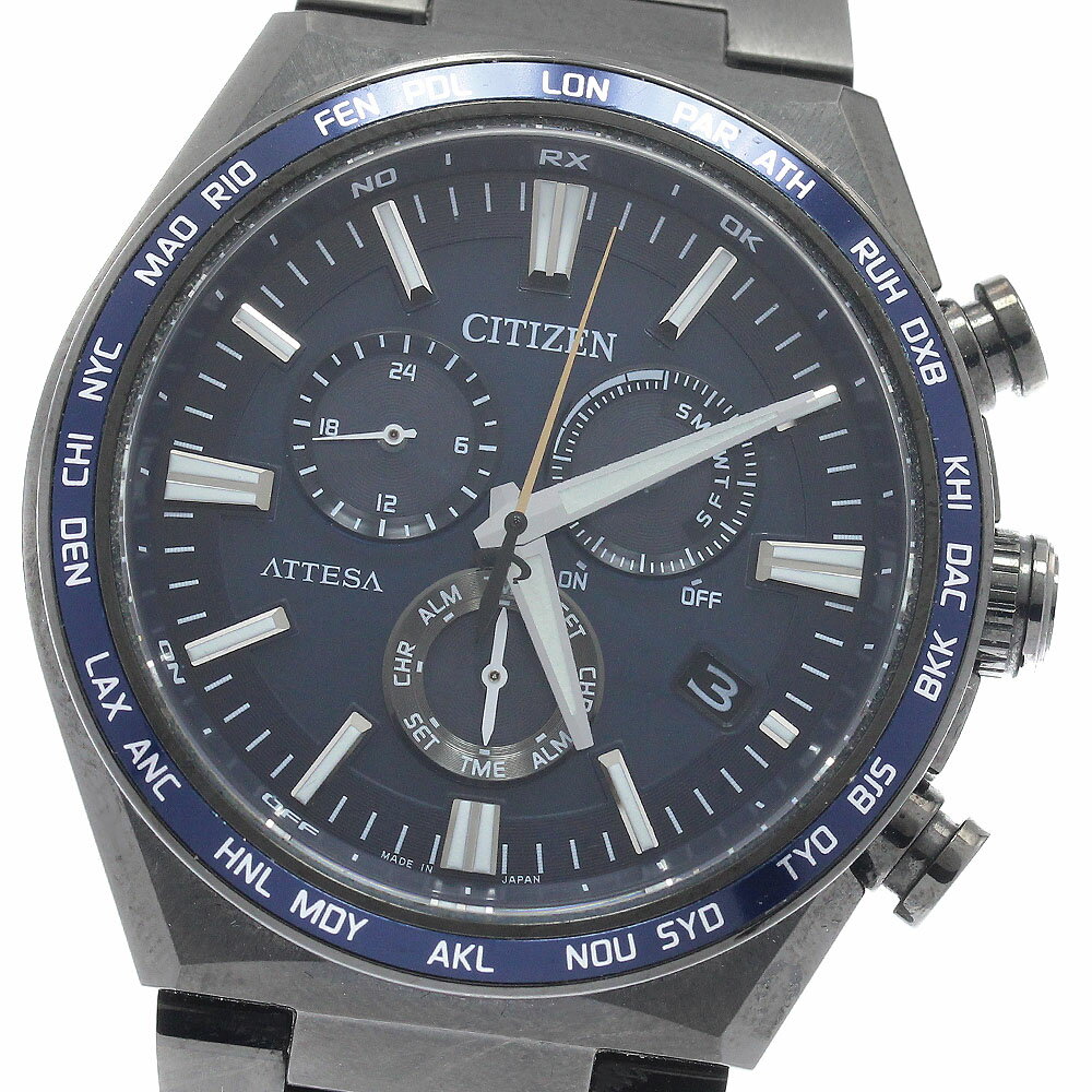 C, G - シチズン CITIZEN CB5967-66L/E660-007C804 アテッサ ブラックチタンシリーズ ソーラー電波 メンズ 内箱・保証書付き_946985【中古】