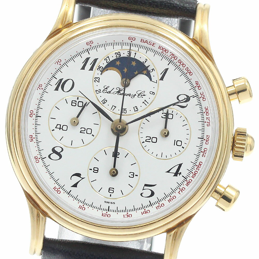 ホイヤー Heuer 188.205/1 エドワードホイヤー 125周年記念 ムーンフェイズ クロノグラフ 手巻き メンズ 箱・保証書付き_948271【中古】