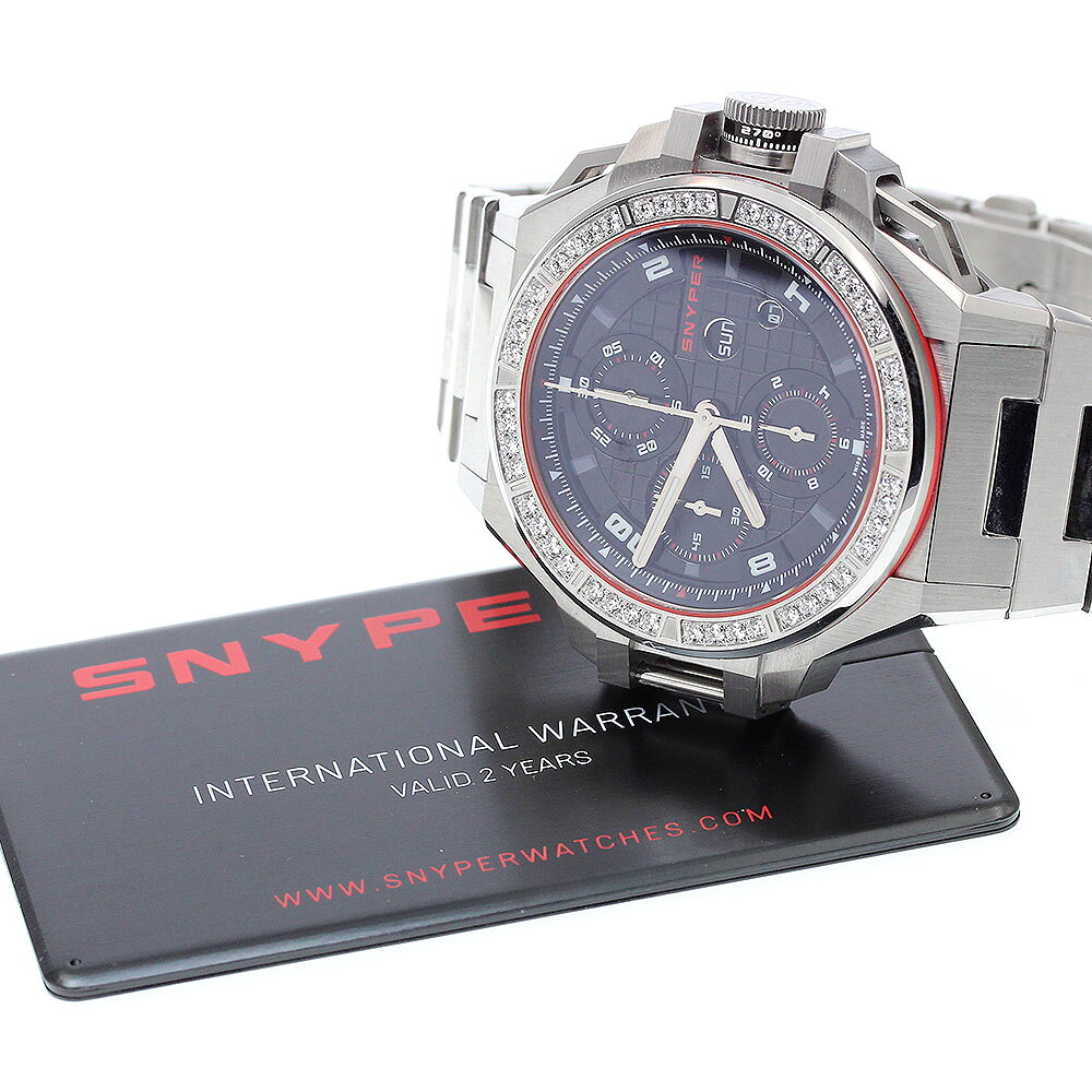 CLOSERのスナイパー SNYPER 50.100.OM アイアンクラッド48 クロノグラフ ダイヤベゼル 自動巻き メンズ 美品 保証書付き_900743【中古】｜アングル2