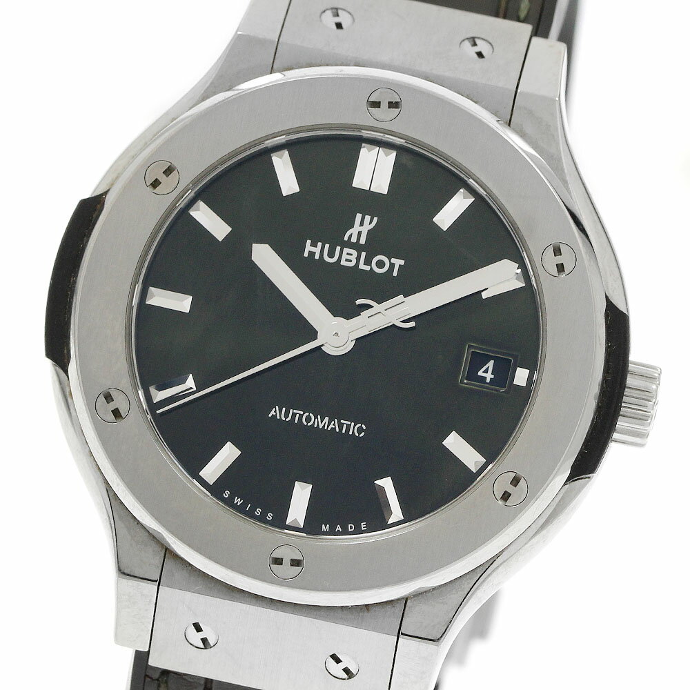 ウブロ HUBLOT 565.NX.8970.LR クラシック・フュージョン チタニウム グリーン デイト 自動巻き ボーイズ 保証書付き_945868【中古】