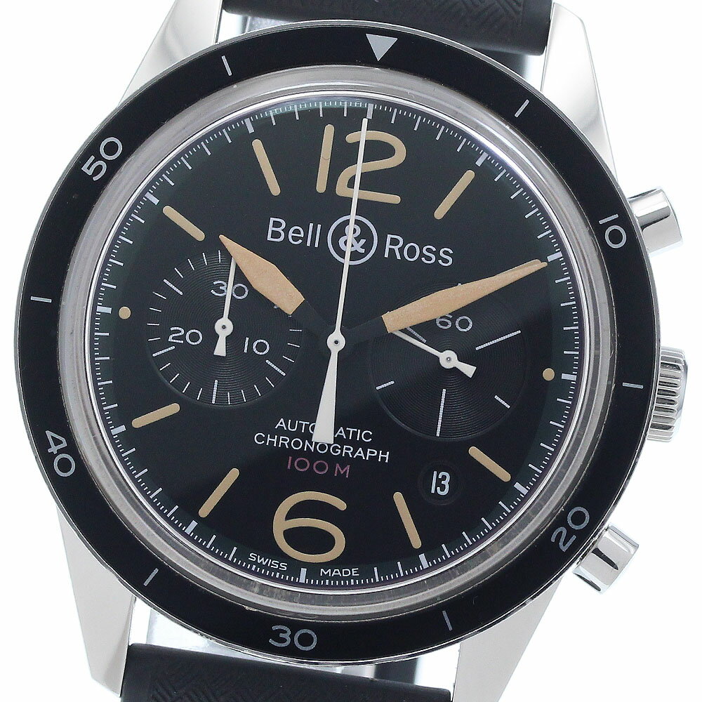 ベル＆ロス Bell＆Ross BR126-94 ヴィンテージ オフィサー ブラック デイト クロノグラフ 自動巻き メンズ 良品 保証書付き_946713【中古】