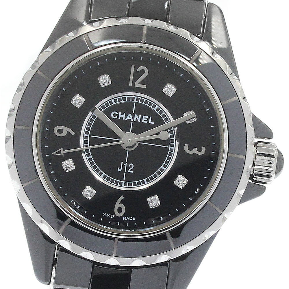 シャネル CHANEL H2569 J12 黒セラミック 8Pダイヤモンド クォーツ レディース _ ...