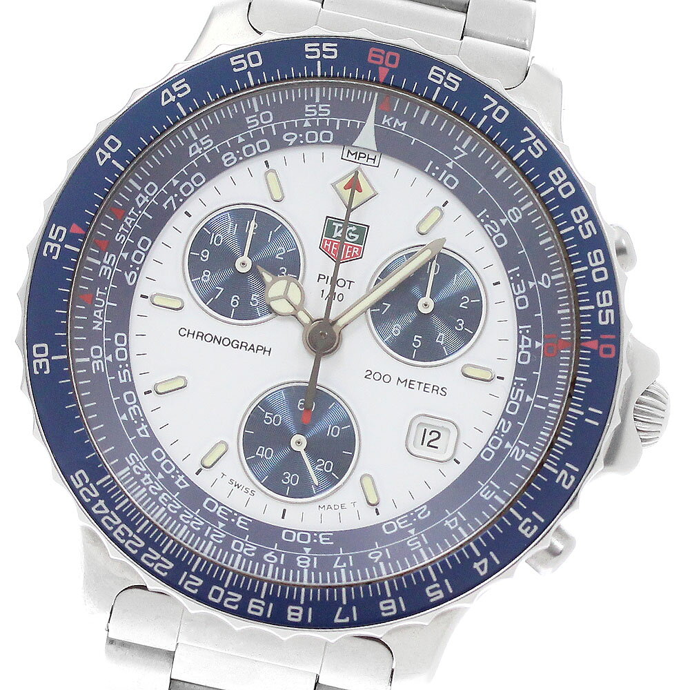 タグホイヤー TAG HEUER 530.806K パイロット デイト クロノグラフ クォーツ メンズ 箱付き_948356【中古】