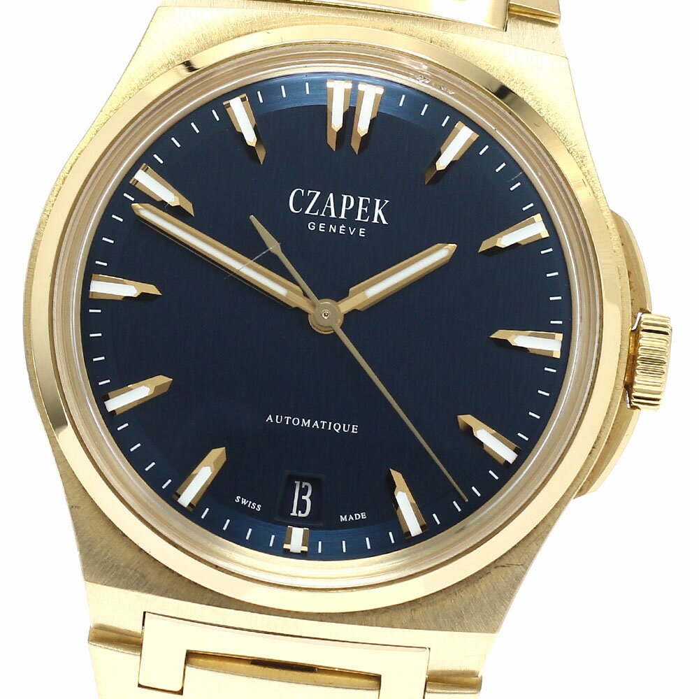 チャペック CZAPEK アンタークティック マウント・エレバス ディープブルー K18YG デイト 自動巻き メンズ 箱付き_913583
