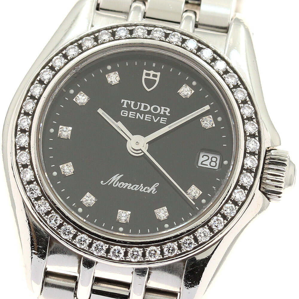 チュードル TUDOR 15810 モナーク ダイヤベゼル 10Pダイヤ クォーツ レディース _9 ...