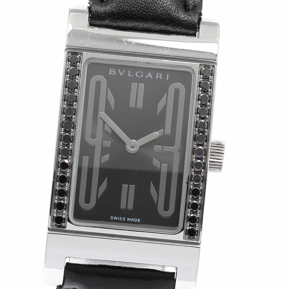 Rettangolo - ブルガリ BVLGARI RT39S レッタンゴロ ブラックダイヤベゼル クォーツ レディース _948699【中古】