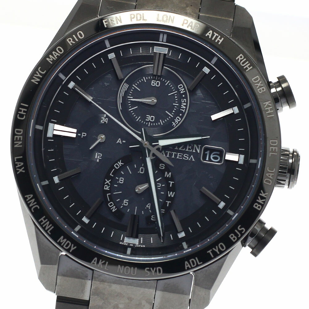 シチズン CITIZEN AT8287-62E/H800-A1CN20C アテッサ ACT Line HAKUTO-R ソーラー電波 メンズ 美品 箱付き_949151【中古】