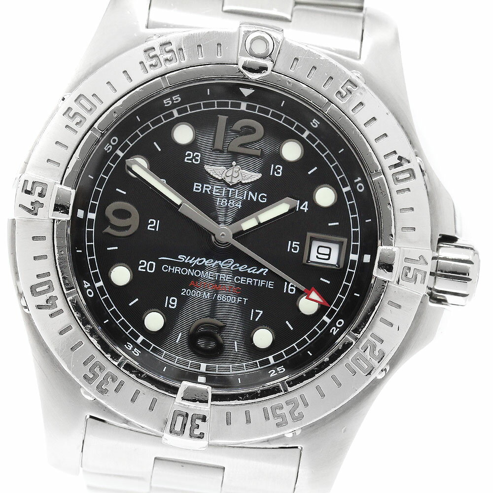 ブライトリング BREITLING A17390 スーパーオーシャン スチールフィッシュ デイト 自動巻き メンズ 保証書付き_947315【中古】