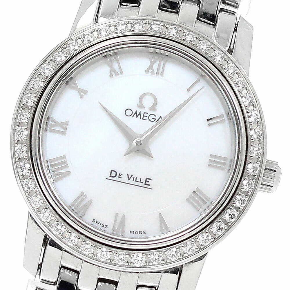 DeVille - オメガ OMEGA 4575.71 デビル プレステージ ダイヤベゼル クォーツ レディース _949510【中古】