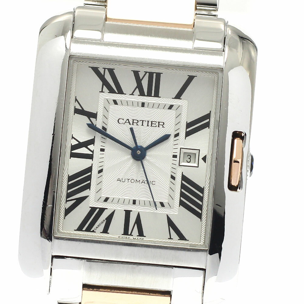 F, H, W - カルティエ CARTIER W5310037 タンクアングレーズLM PGコンビ デイト 自動巻き メンズ _808733【中古】