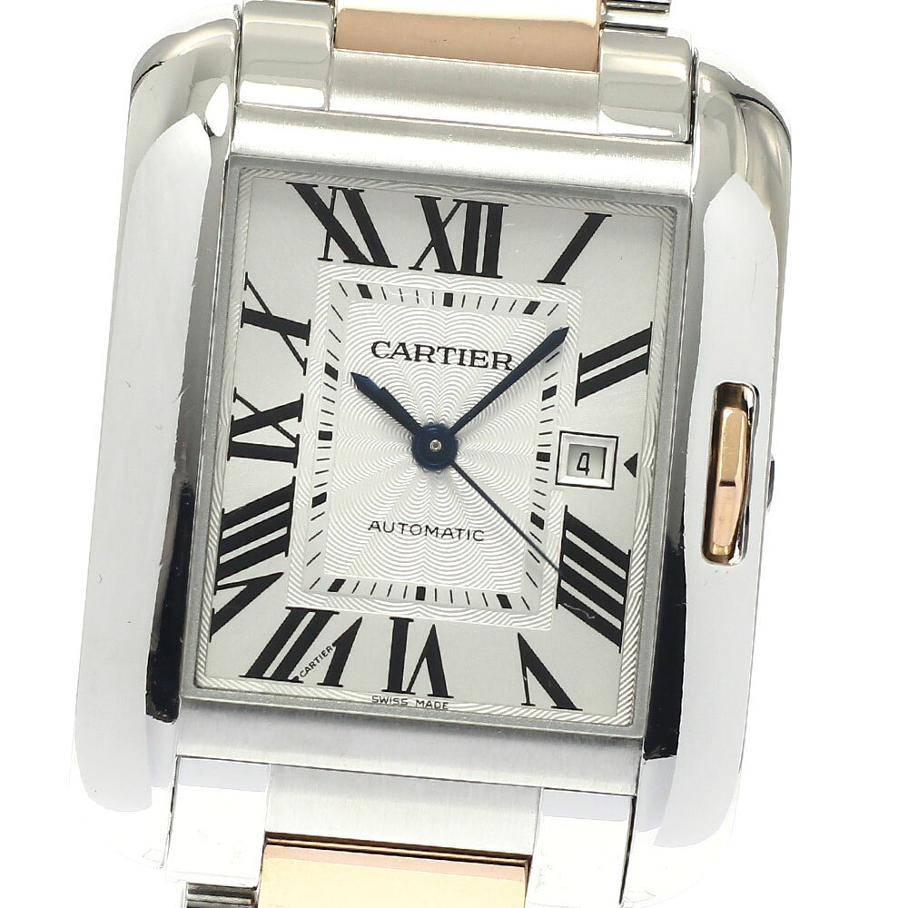 カルティエ CARTIER W5310007 タンクアングレーズLM PGコンビ デイト 自動巻き ボーイズ _816723【中古】