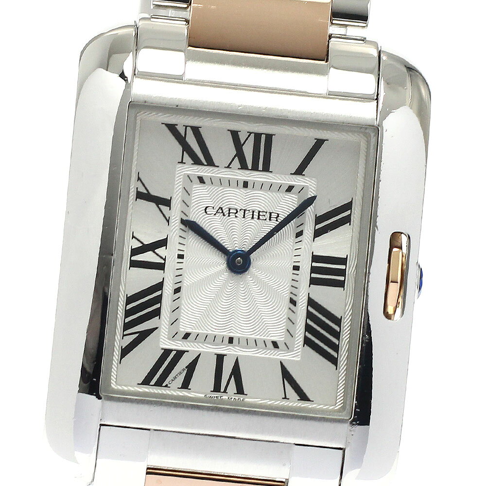 カルティエ CARTIER W5310043 タンクアングレーズMM PGコンビ クォーツ ボーイズ 保証書付き_885352【中古】