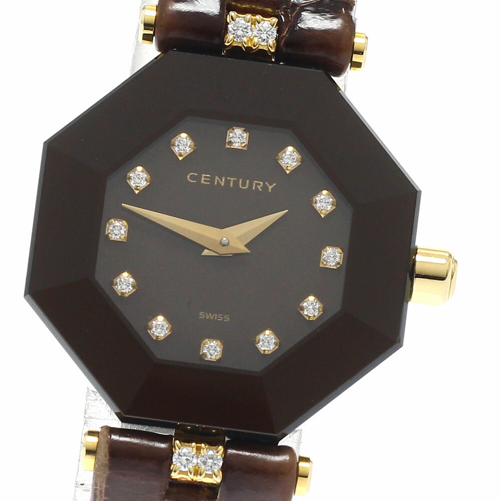 センチュリー CENTURY タイムジェム K18YG 12Pダイヤ クォーツ レディース 良品 _945579【中古】