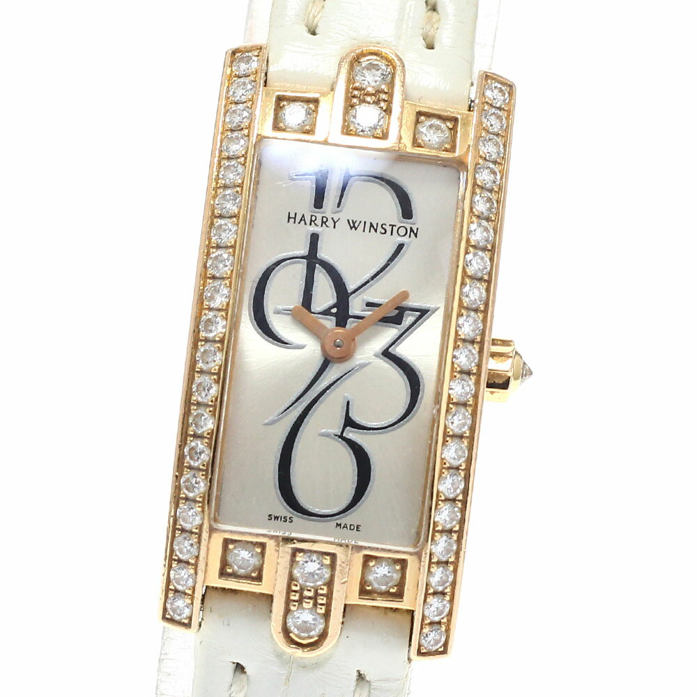 ハリーウィンストン HARRY WINSTON 332/LQRL.W/D3.1 アヴェニューCミニ K18PG ダイヤベゼル クォーツ レディース 箱・保証書付き_945952【中古】