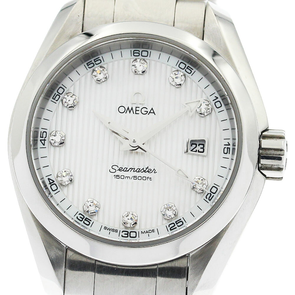 オメガ OMEGA 231.10.30.61.55.001 シーマスター アクアテラ 11Pダイヤ シェル文字盤 クォーツ レディース 良品 保証書付き_948099【中古】