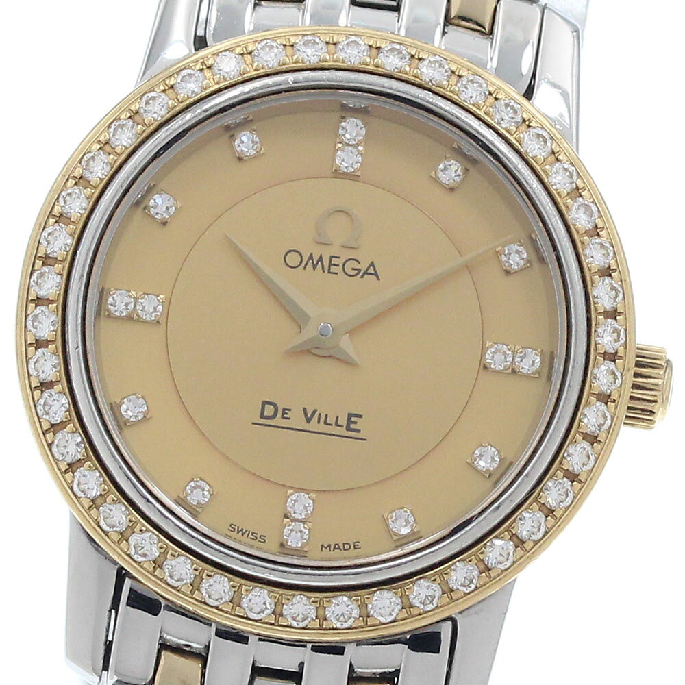 CARTIER - オメガ OMEGA 4375.15 デビル 16P ダイヤベゼル YGコンビ クォーツ レディース _950668【中古】