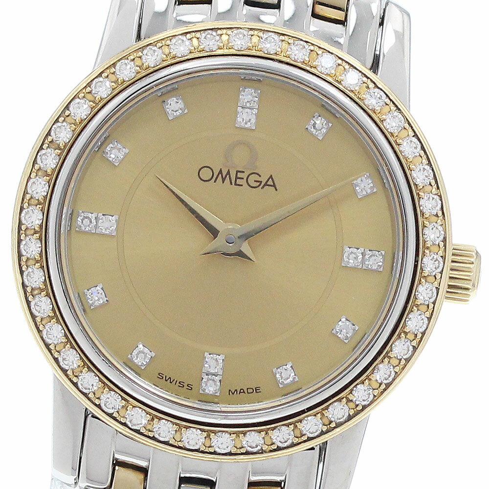 DeVille - オメガ OMEGA 4375.15 デビル 16P ダイヤベゼル YGコンビ クォーツ レディース _950669【中古】
