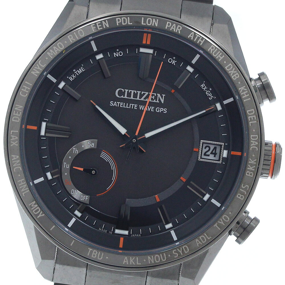 シチズン CITIZEN CC3085-51E/F150-T025803 アテッサ ACTライン ブラックチタン ソーラー電波 メンズ 美品 内箱・保証書付き_950149【中古】