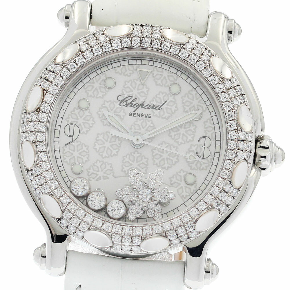 ショパール Chopard 27/8943 ハッピー スノーフレーク ダイヤベゼル クォーツ レディース 美品 箱付き_950405【中古】