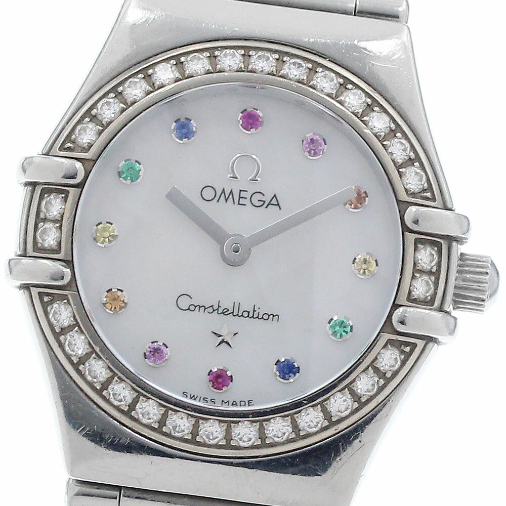 Other - オメガ OMEGA 1460.79 コンステレーション アイリス ミニ カラーストーン 12P ダイヤベゼル クォーツ レディース _950652【中古】