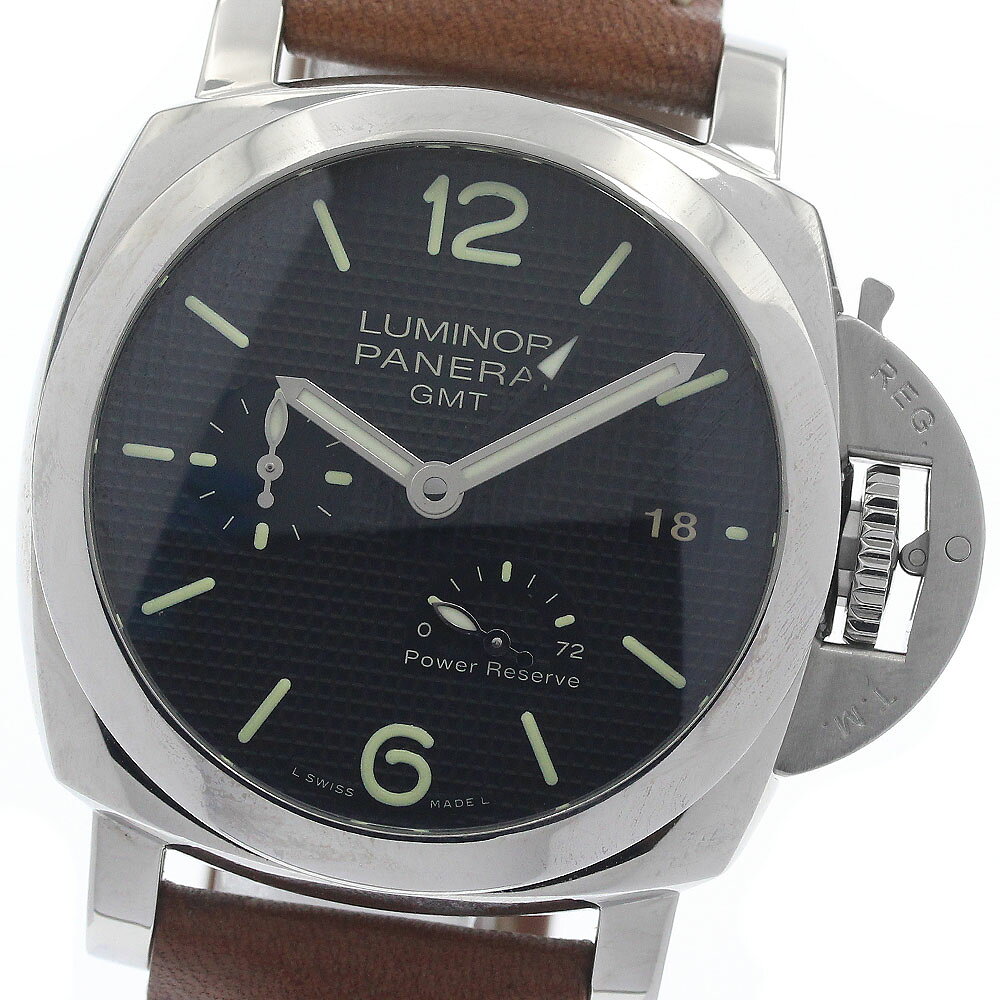 パネライ PANERAI PAM00537 ルミノール 1950 3デイズ GMT パワーリザーブ アッチャイオ 自動巻き メンズ 良品 箱・保証書付き_950789【中古】
