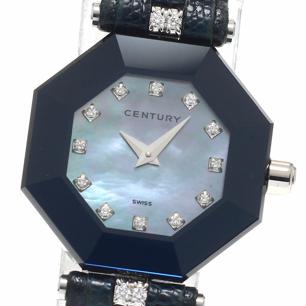 センチュリー CENTURY 802.5.S.17.51.TBL タイムジェム K18WG 12Pダイヤ 4Pラグダイヤ クォーツ レディース 保証書付き_945421【中古】