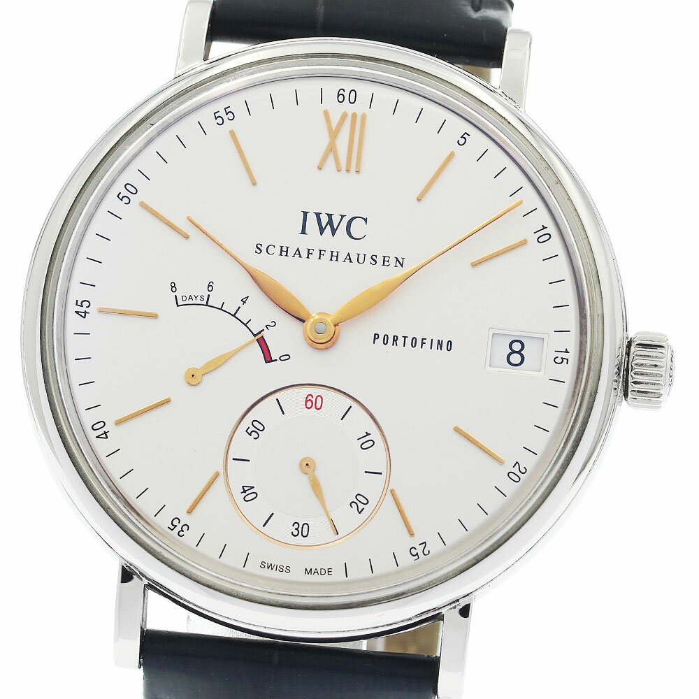 IWC SCHAFFHAUSEN IW510103 ポートフィノ ハンドワインド 8デイズ パワーリザーブ デイト メンズ 保証書付き_948222【中古】