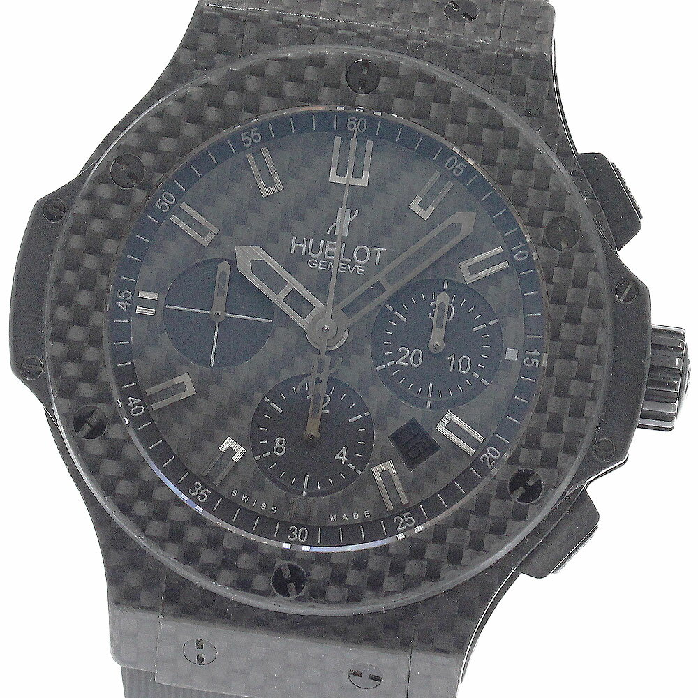 ウブロ HUBLOT 301.QX.1740.RX ビッグバンオールブラック カーボン クロノグラフ デイト 自動巻き メンズ 保証書付き_940210【中古】