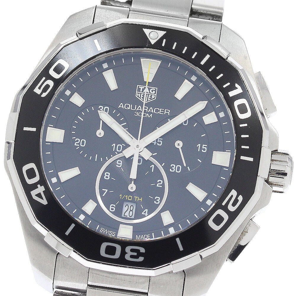 Aqua Racer - タグホイヤー TAG HEUER CAY111A アクアレーサー デイト クロノグラフ クォーツ メンズ 保証書付き_950927【中古】