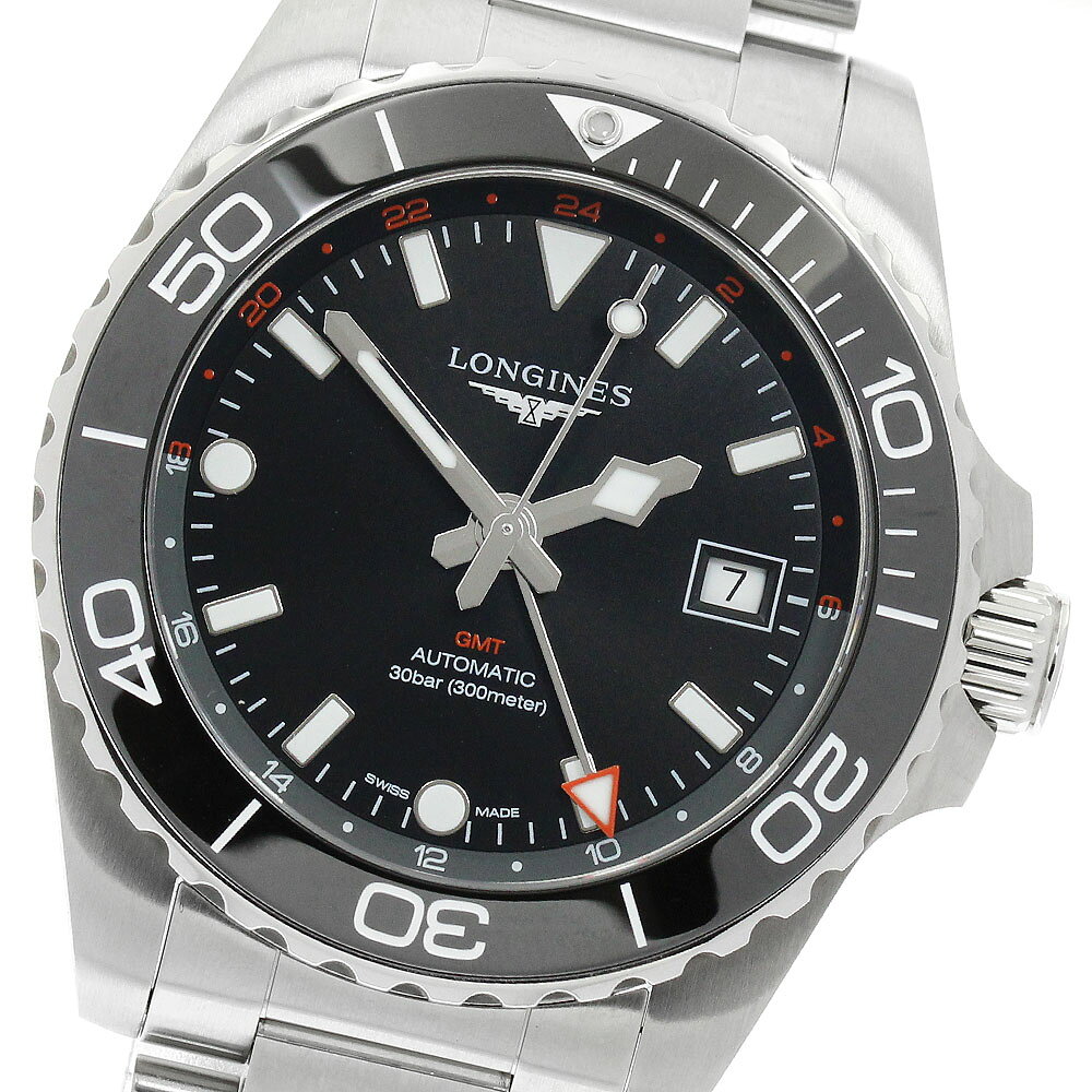 ロンジン LONGINES L3.790.4.56.6 ハイドロコンクエスト GMT デイト 自動巻き メンズ 極美品 箱・保証書付き_952587【中古】