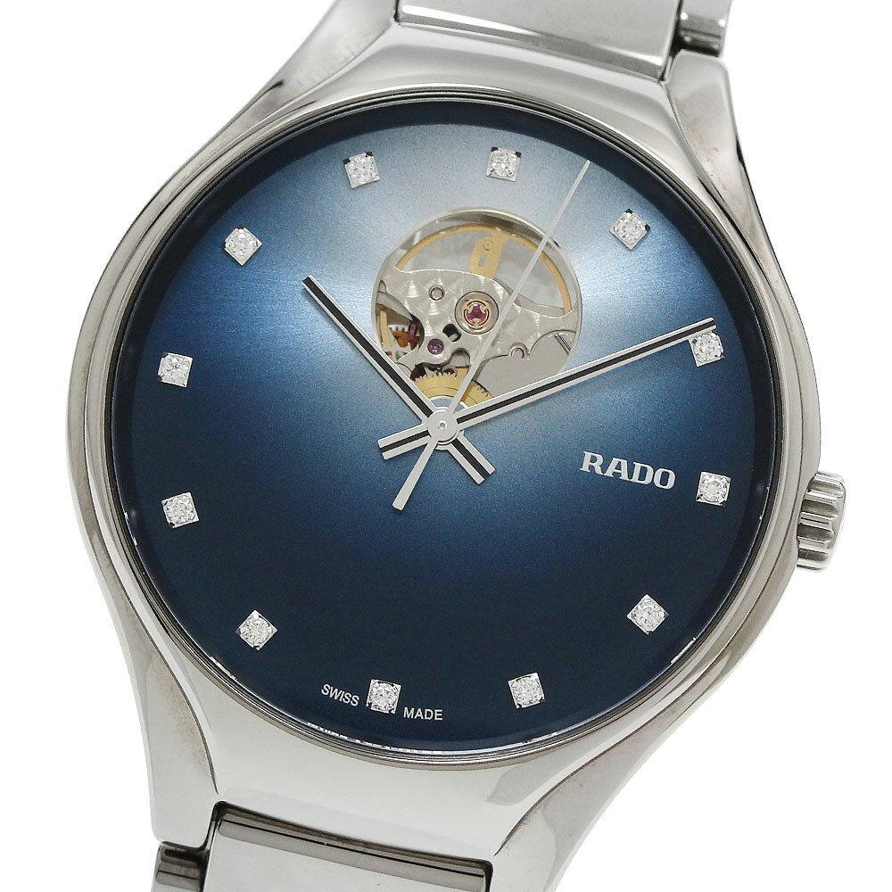 ラドー RADO 734.6108.3/R27108732 トゥルー 12Pダイヤ 自動巻き メンズ 美品 箱付き_952079【中古】