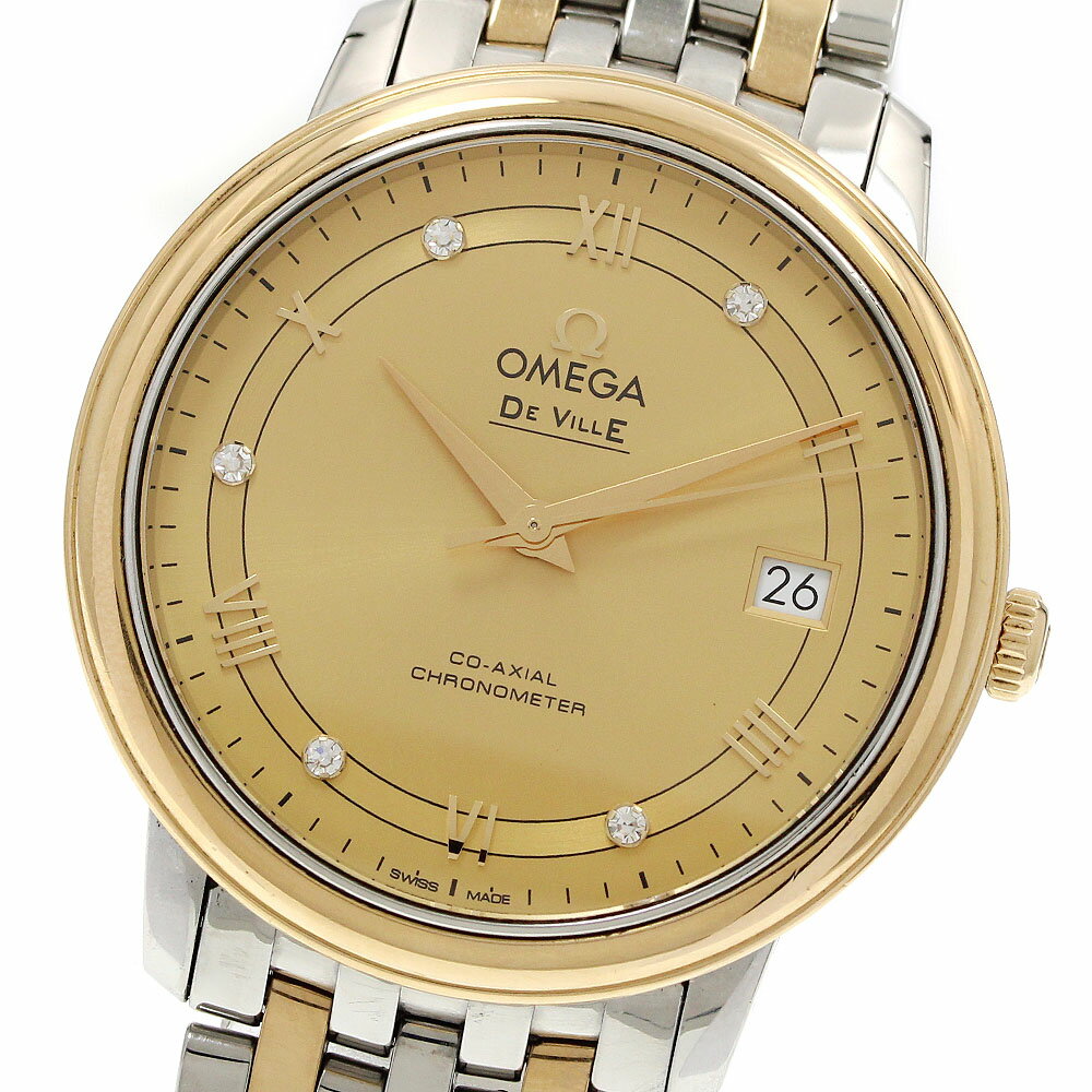 DeVille - オメガ OMEGA 424.20.37.20.58.002 デビル プレステージ コーアクシャル 5Pダイヤ 自動巻き メンズ 保証書付き_950644【中古】