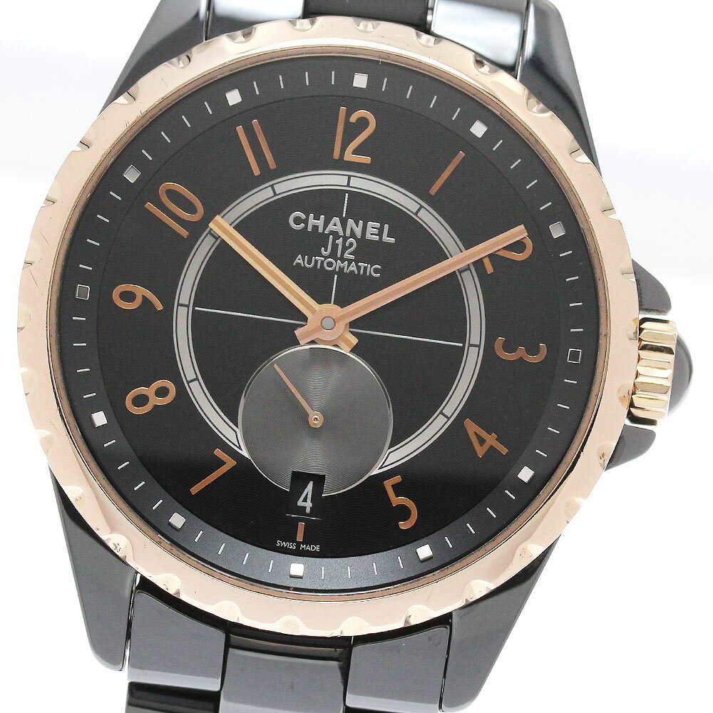 CHANEL - シャネル CHANEL H3838 J12 黒セラミック K18PGベゼル 自動巻き ボーイズ 良品 _952629【中古】