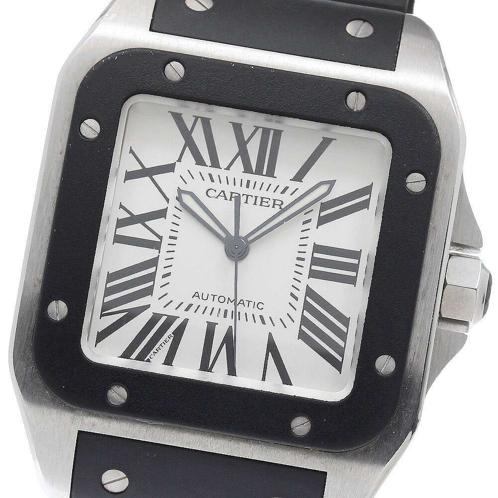 カルティエ CARTIER W20121U2 サントス100LM 自動巻き メンズ 箱付き_953653【中古】